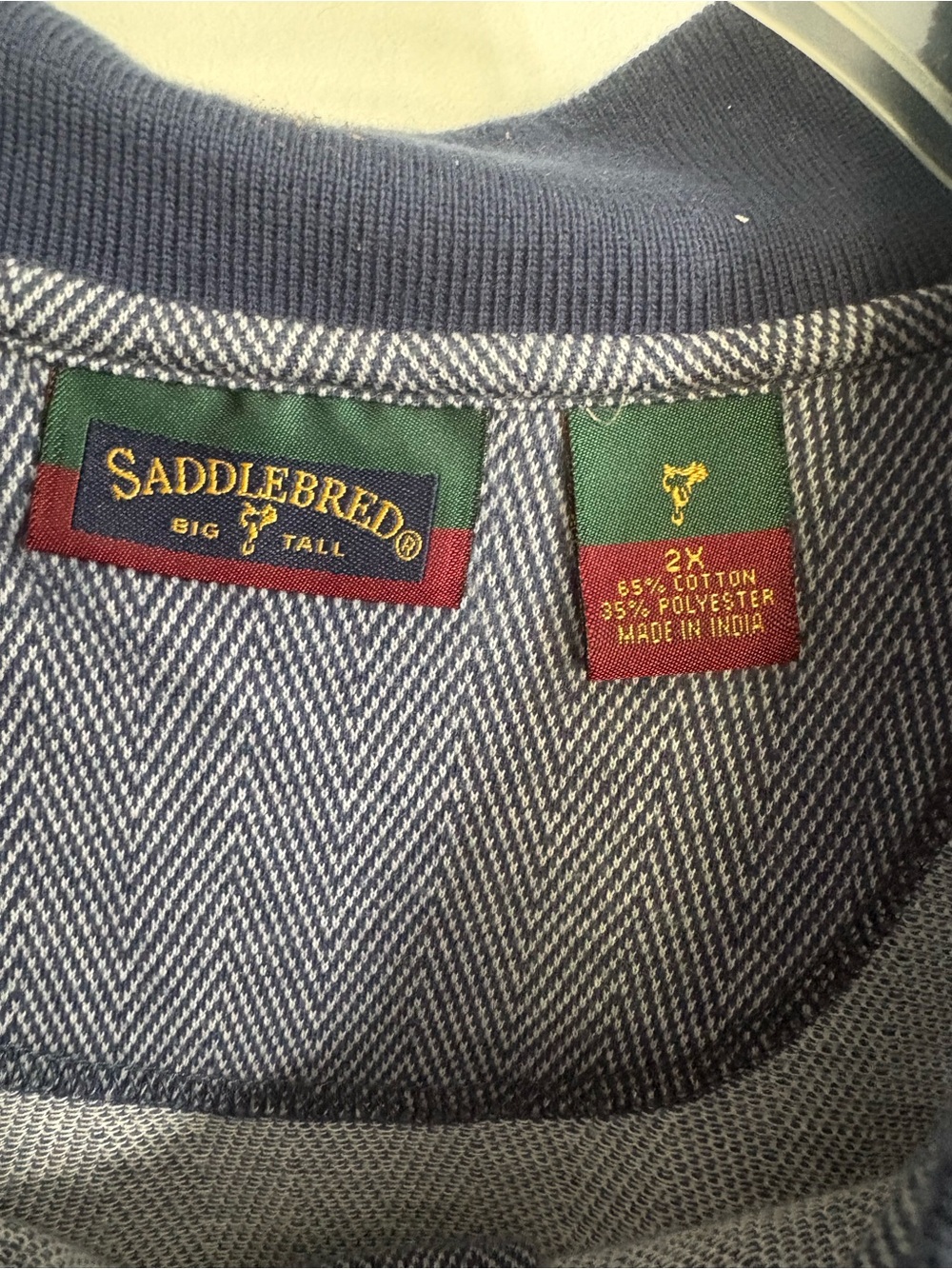 Saddlebred Heathered Navy Short-Sleeve Polo 2X shirt cotton everyday classic - Picture 2 of 7